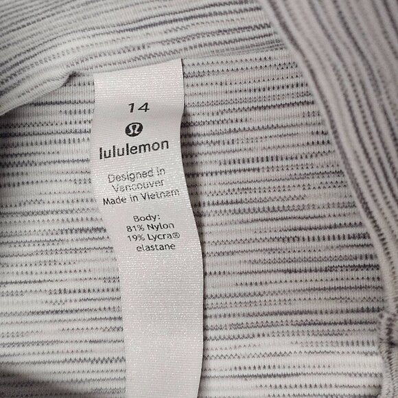 Lululemon All Aligned Mock Neck Long Sleeve Shirt Women Size 14 Gray Pinstriped - Picture 4 of 11